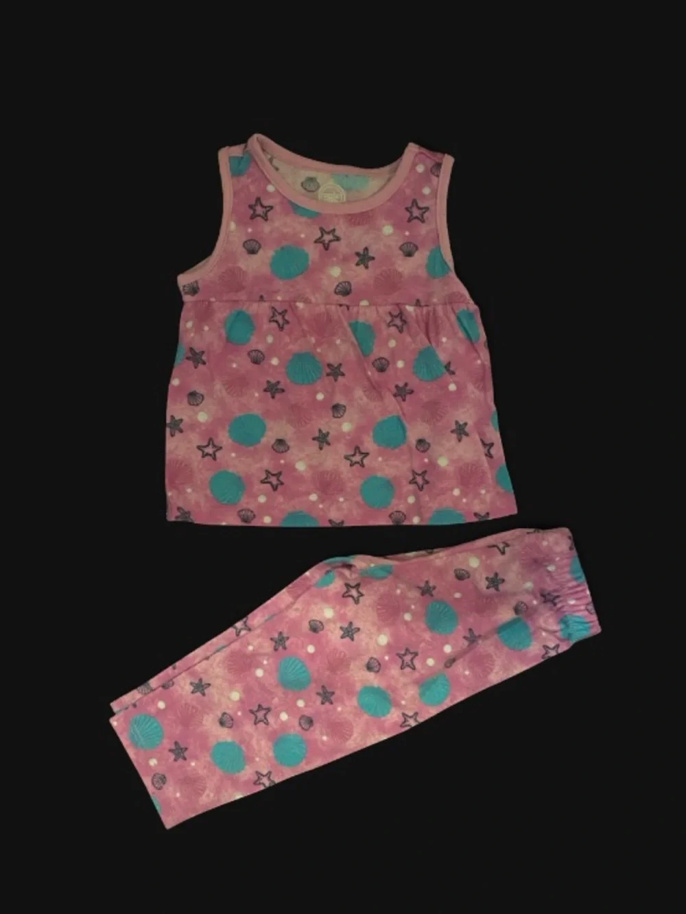 wonder nation Pink Sleeveless Pajama Set with Teal Dot Print